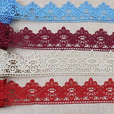 ຕົກແຕ່ງຜ້າມ່ານ lace ນ້ໍາ polyester lace soluble