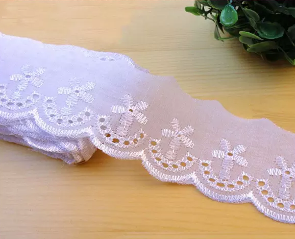 ແຟຊັ່ນລາຄາຖືກກວ່າ Polyester ສີຂາວ Bridal TC Lace Tim, ການຕັດຫຍິບ TC Lace