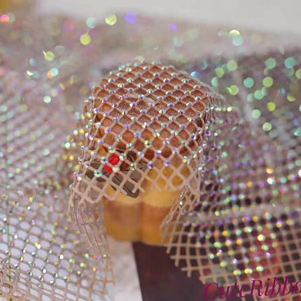 ຜ້າຕາຫນ່າງ Rhinestone Elastic Fabric