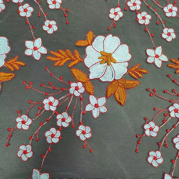 Vintage Multi-color Embroidery Mesh Lace Fabric ສໍາລັບ Dresses
